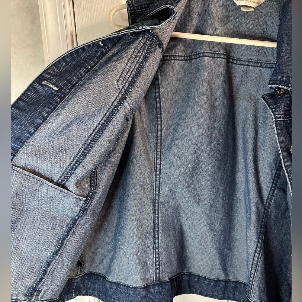 Women’s Christopher & Banks Denim Vest with Sequins. - Picture 4 of 7